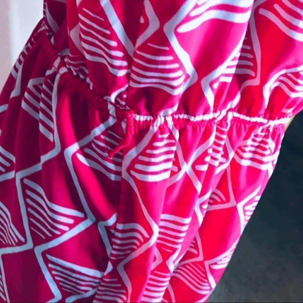 𝅺old Navy Deep Coral Patterned Faux Wrap Dress - Picture 7 of 7